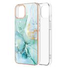 For iPhone 13 Electroplating Marble Pattern Dual-side IMD TPU Shockproof Case(Green 003) - 1