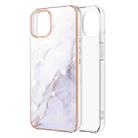 For iPhone 13 Electroplating Marble Pattern Dual-side IMD TPU Shockproof Case(White 006) - 1