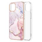 For iPhone 13 Pro Electroplating Marble Pattern Dual-side IMD TPU Shockproof Case (Rose Gold 005) - 1