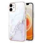 For iPhone 12 / 12 Pro Electroplating Marble Pattern Dual-side IMD TPU Shockproof Case(White 006) - 1