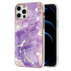 For iPhone 12 Pro Max Electroplating Marble Pattern Dual-side IMD TPU Shockproof Case(Purple 002) - 1