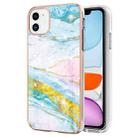 For iPhone 11 Electroplating Marble Pattern Dual-side IMD TPU Shockproof Case (Green 004) - 1