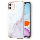 For iPhone 11 Electroplating Marble Pattern Dual-side IMD TPU Shockproof Case (White 006) - 1