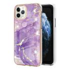 For iPhone 11 Pro Electroplating Marble Pattern Dual-side IMD TPU Shockproof Case (Purple 002) - 1