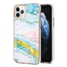 For iPhone 11 Pro Electroplating Marble Pattern Dual-side IMD TPU Shockproof Case (Green 004) - 1