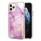For iPhone 11 Pro Max Electroplating Marble Pattern Dual-side IMD TPU Shockproof Case (Purple 001) - 1