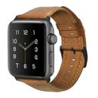 For Apple Watch Series 7 41mm / 6 & SE & 5 & 4 40mm / 3 & 2 & 1 38mm Oil Wax Genuine Leather Strap Watch Band(Yellow Brown) - 1