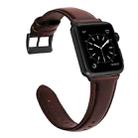 For Apple Watch Series 9&8&7 41mm / SE 3&SE 2&6&SE&5&4 40mm / 3&2&1 38mm Oil Wax Genuine Leather Strap Watch Band(Red Brown) - 2