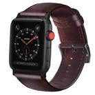 For Apple Watch Series 9&8&7 41mm / SE 3&SE 2&6&SE&5&4 40mm / 3&2&1 38mm Oil Wax Genuine Leather Strap Watch Band(Red Brown) - 3