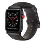 For Apple Watch Series 7 41mm / 6 & SE & 5 & 4 40mm / 3 & 2 & 1 38mm Oil Wax Genuine Leather Strap Watch Band(Dark Brown) - 1