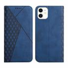 For iPhone 12 mini Diamond Pattern Splicing Skin Feel Magnetic Horizontal Flip Leather Case with Card Slots & Holder & Wallet (Blue) - 1