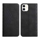 For iPhone 12 mini Diamond Pattern Splicing Skin Feel Magnetic Horizontal Flip Leather Case with Card Slots & Holder & Wallet (Black) - 1