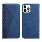 For iPhone 12 / 12 Pro Diamond Pattern Splicing Skin Feel Magnetic Horizontal Flip Leather Case with Card Slots & Holder & Wallet(Blue) - 1