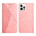 For iPhone 12 / 12 Pro Diamond Pattern Splicing Skin Feel Magnetic Horizontal Flip Leather Case with Card Slots & Holder & Wallet(Rose Gold) - 1