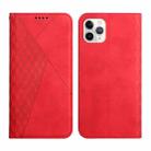 For iPhone 11 Pro Diamond Pattern Splicing Skin Feel Magnetic Horizontal Flip Leather Case with Card Slots & Holder & Wallet (Red) - 1