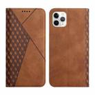 For iPhone 11 Pro Max Diamond Pattern Splicing Skin Feel Magnetic Horizontal Flip Leather Case with Card Slots & Holder & Wallet (Brown) - 1