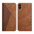 For iPhone X / XS Diamond Pattern Splicing Skin Feel Magnetic Horizontal Flip Leather Case with Card Slots & Holder & Wallet(Brown) - 1