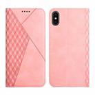 For iPhone X / XS Diamond Pattern Splicing Skin Feel Magnetic Horizontal Flip Leather Case with Card Slots & Holder & Wallet(Rose Gold) - 1