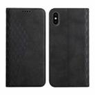 For iPhone X / XS Diamond Pattern Splicing Skin Feel Magnetic Horizontal Flip Leather Case with Card Slots & Holder & Wallet(Black) - 1