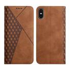 For iPhone XR Diamond Pattern Splicing Skin Feel Magnetic Horizontal Flip Leather Case with Card Slots & Holder & Wallet(Brown) - 1