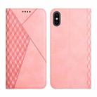 For iPhone XR Diamond Pattern Splicing Skin Feel Magnetic Horizontal Flip Leather Case with Card Slots & Holder & Wallet(Rose Gold) - 1