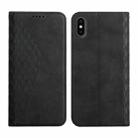 For iPhone XR Diamond Pattern Splicing Skin Feel Magnetic Horizontal Flip Leather Case with Card Slots & Holder & Wallet(Black) - 1