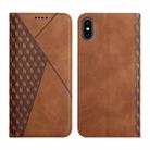 For iPhone XS Max Diamond Pattern Splicing Skin Feel Magnetic Horizontal Flip Leather Case with Card Slots & Holder & Wallet(Brown) - 1