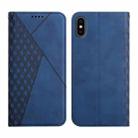 For iPhone XS Max Diamond Pattern Splicing Skin Feel Magnetic Horizontal Flip Leather Case with Card Slots & Holder & Wallet(Blue) - 1