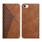 For iPhone SE 2022 / SE 2020 / 8 / 7 Diamond Pattern Splicing Skin Feel Magnetic Horizontal Flip Leather Case with Card Slots & Holder & Wallet / 6(Brown) - 1