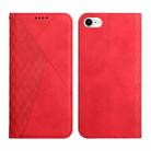 For iPhone SE 2022 / SE 2020 / 8 / 7 Diamond Pattern Splicing Skin Feel Magnetic Horizontal Flip Leather Case with Card Slots & Holder & Wallet / 6(Red) - 1