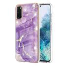 For Samsung Galaxy S20 Electroplating Marble Pattern Dual-side IMD TPU Shockproof Case(Purple 002) - 1