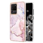 For Samsung Galaxy S20 Ultra Electroplating Marble Pattern Dual-side IMD TPU Shockproof Case(Rose Gold 005) - 1