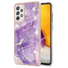 For Samsung Galaxy A72 5G / 4G Electroplating Marble Pattern Dual-side IMD TPU Shockproof Case(Purple 002) - 1