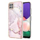 For Samsung Galaxy A22 5G US Version Electroplating Marble Pattern Dual-side IMD TPU Shockproof Case(Rose Gold 005) - 1