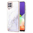 For Samsung Galaxy A22 4G EU Version Electroplating Marble Pattern Dual-side IMD TPU Shockproof Case(White 006) - 1