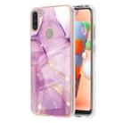 For Samsung Galaxy A11 / M11 Electroplating Marble Pattern Dual-side IMD TPU Shockproof Case(Purple 001) - 1