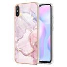 For Xiaomi Redmi 9A Electroplating Marble Pattern Dual-side IMD TPU Shockproof Case(Rose Gold 005) - 1