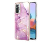 For Xiaomi Redmi Note 10 Pro / 10 Pro Max Electroplating Marble Pattern Dual-side IMD TPU Shockproof Case(Purple 001) - 1