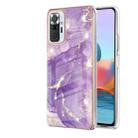 For Xiaomi Redmi Note 10 Pro / 10 Pro Max Electroplating Marble Pattern Dual-side IMD TPU Shockproof Case(Purple 002) - 1