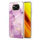 For Xiaomi Poco X3 NFC Electroplating Marble Pattern Dual-side IMD TPU Shockproof Case(Purple 001) - 1