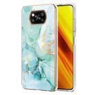 For Xiaomi Poco X3 NFC Electroplating Marble Pattern Dual-side IMD TPU Shockproof Case(Green 003) - 1