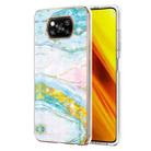 For Xiaomi Poco X3 NFC Electroplating Marble Pattern Dual-side IMD TPU Shockproof Case(Green 004) - 1