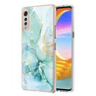 For LG Velvet 5G / 4G Electroplating Marble Pattern Dual-side IMD TPU Shockproof Case(Green 003) - 1