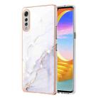 For LG Velvet 5G / 4G Electroplating Marble Pattern Dual-side IMD TPU Shockproof Case(White 006) - 1