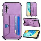 For Tecno Camon 17P Dream PU + TPU Four-corner Shockproof Back Cover Case with Card Slots & Holder(Purple) - 1