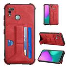 For Infinix Hot 10 Play /  Smart 5 India Dream PU + TPU Four-corner Shockproof Back Cover Case with Card Slots & Holder(Red) - 1