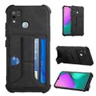 For Infinix Hot 10 Play /  Smart 5 India Dream PU + TPU Four-corner Shockproof Back Cover Case with Card Slots & Holder(Black) - 1