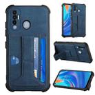 For Tecno Spark 7 Pro Dream PU + TPU Four-corner Shockproof Back Cover Case with Card Slots & Holder(Blue) - 1