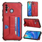 For Tecno Spark 7 Pro Dream PU + TPU Four-corner Shockproof Back Cover Case with Card Slots & Holder(Red) - 1