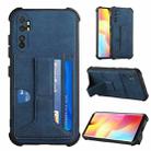 For Xiaomi Mi Note 10 Lite Dream PU + TPU Four-corner Shockproof Back Cover Case with Card Slots & Holder(Blue) - 1